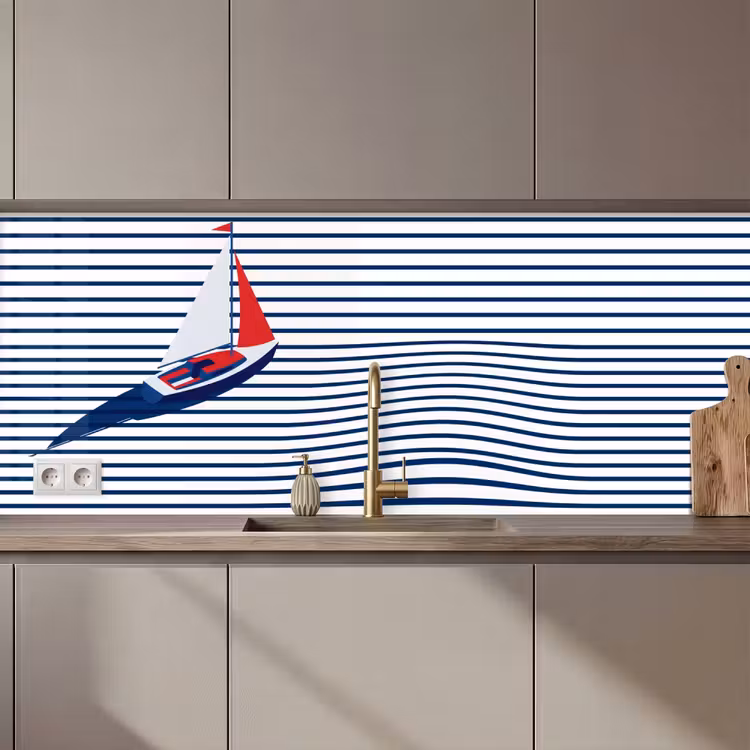 Kitchen splashback - Boat - Water - Abstract - Blue — 1