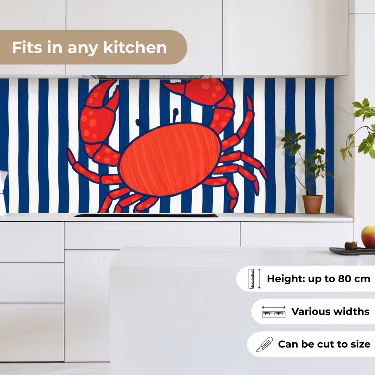 Kitchen splashback - Crab - Stripes - Marine Life - Illustration - Red — 7