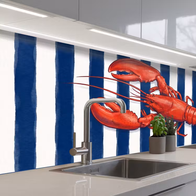 Kitchen splashback - Crustacean - Lobster - Marine - Illustration - Red — 2