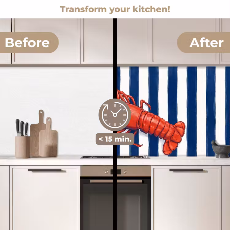 Kitchen splashback - Crustacean - Lobster - Marine - Illustration - Red — 3