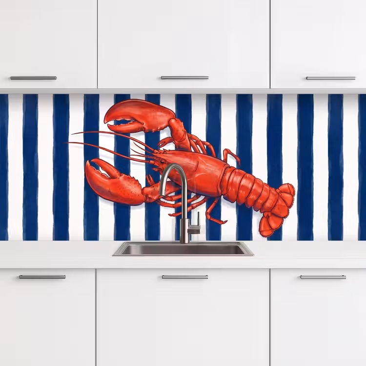 Kitchen splashback - Crustacean - Lobster - Marine - Illustration - Red — 4