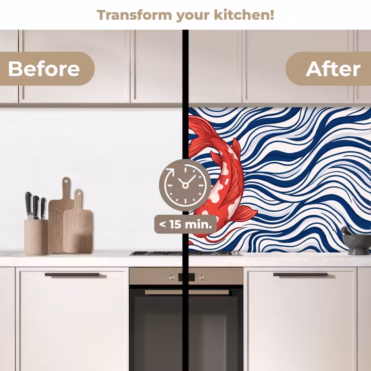 Kitchen splashback - Fish - Water - Nature - Illustration - Red — 3