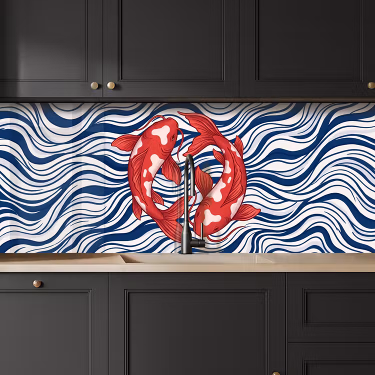 Kitchen splashback - Fish - Water - Nature - Illustration - Red — 6