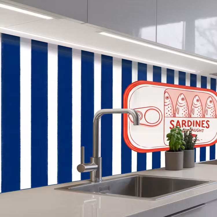Kitchen splashback - Food - Fish - Canned - Illustration - Red — 2