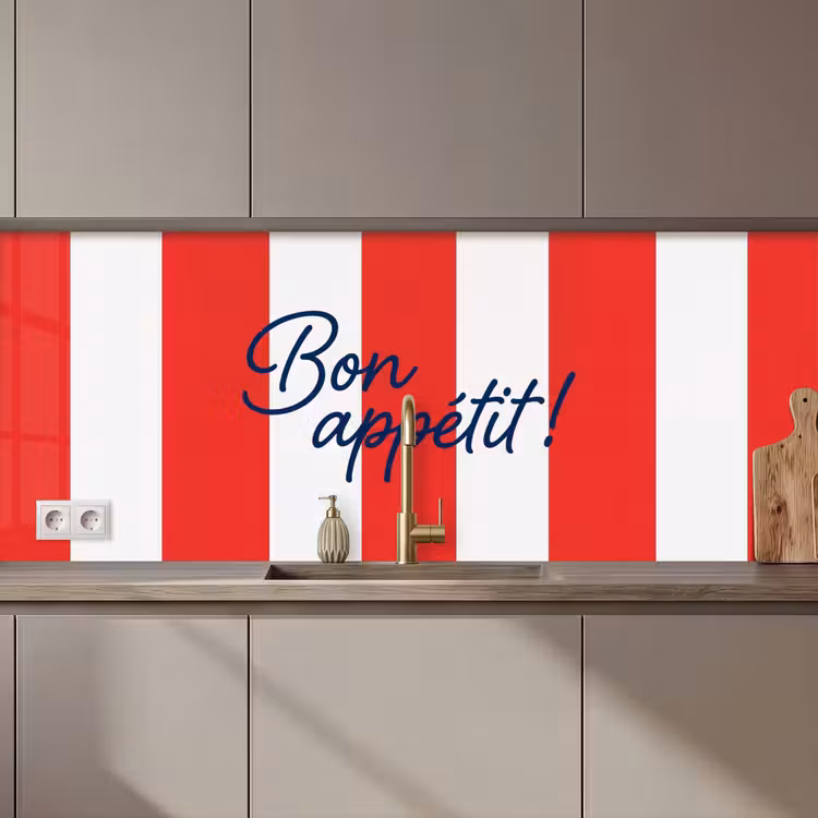 Kitchen splashback - Food - Saying - Kitchen - Graphic - Red and White — 1