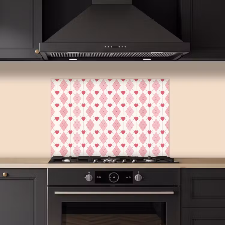 Kitchen splashback for hob - Diamonds - Classic - Pink - White — 5