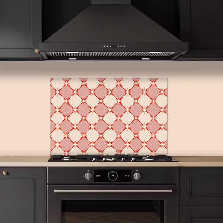 Kitchen splashback for hob - Diamonds - Stars - Vintage - Dusty Pink - Red — 5