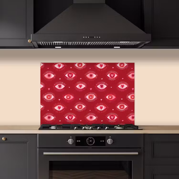 Kitchen splashback for hob - Eyes - Pattern - Pink - Dark Red — 5