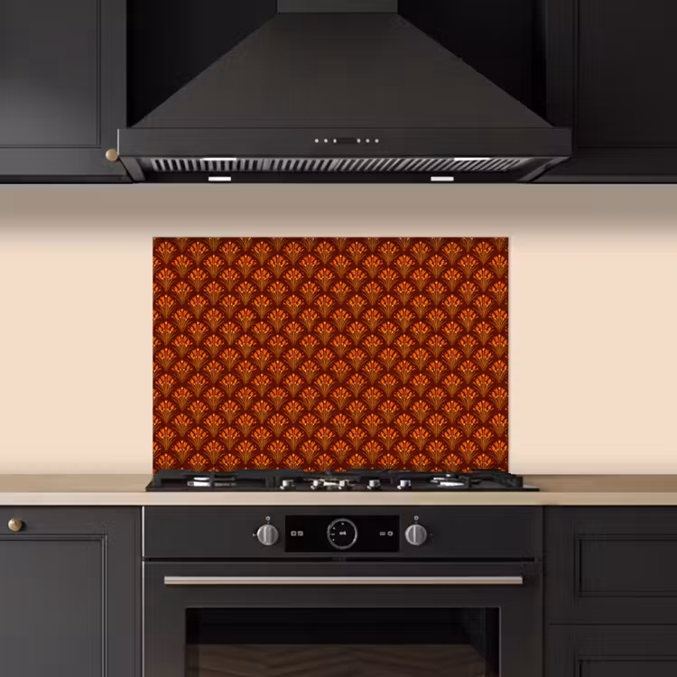 Kitchen splashback for hob - Fans - Art Deco - Botanical - Rust Brown - Orange — 5