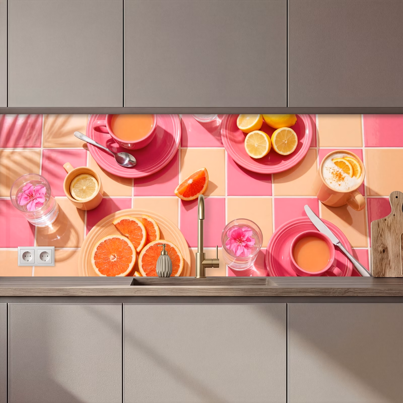 Kitchen splashback - Food - Citrus Fruits - Still Lifes - Pink - Orange — 1