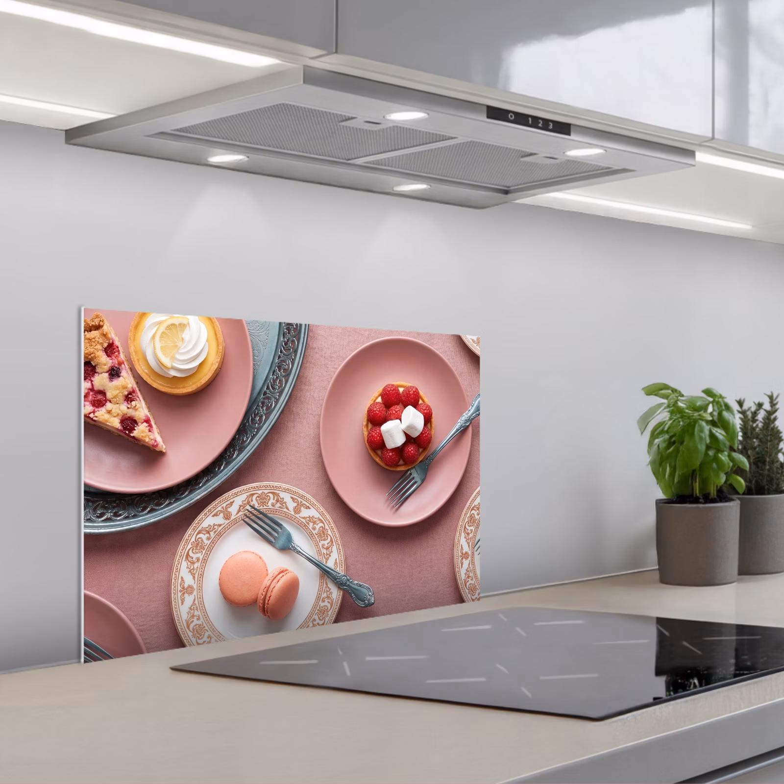 Kitchen splashback for hob - Dessert - Cake - Pastry - Sweet - Pink — 1