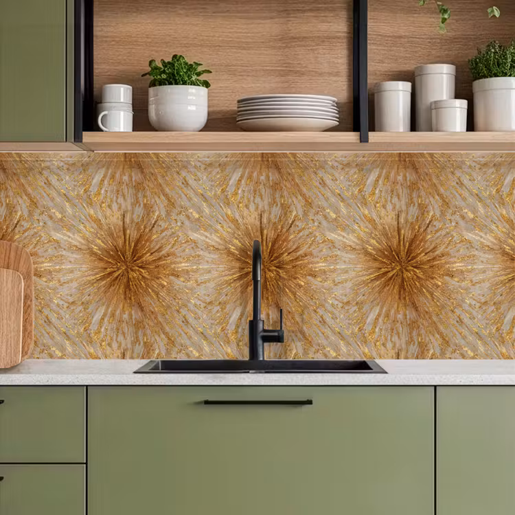 Kitchen splashback - Explosion - Abstract - Gold - White — 8