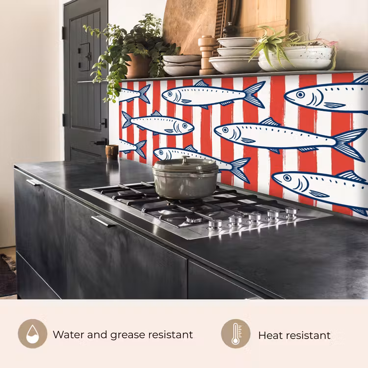 Kitchen splashback - Fish - Pattern - Stripes - Illustration - Red — 5