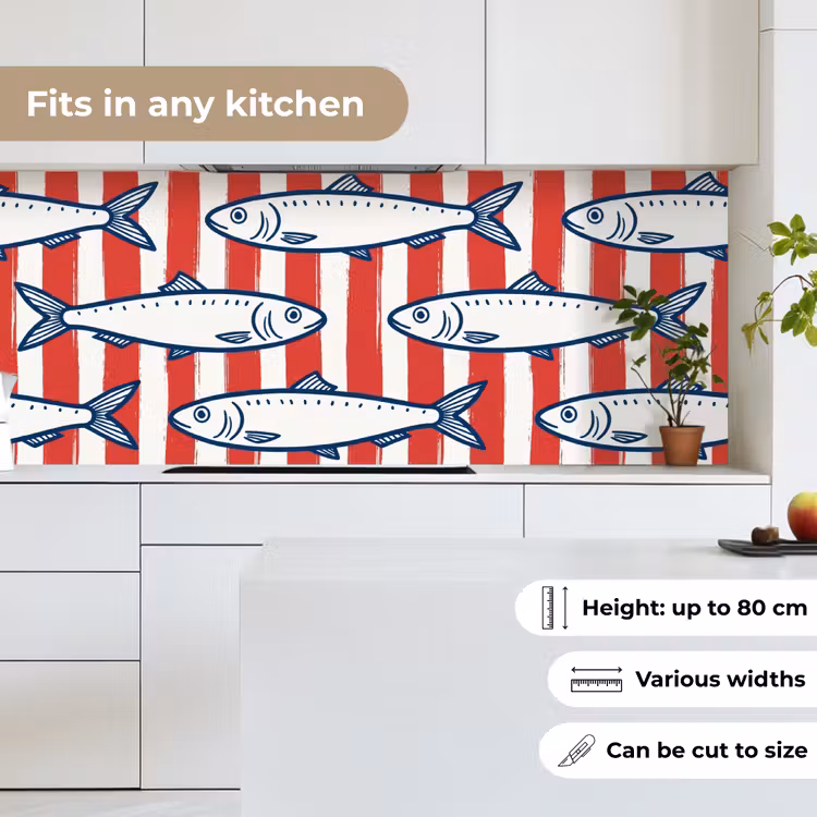 Kitchen splashback - Fish - Pattern - Stripes - Illustration - Red — 7
