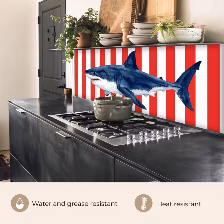 Kitchen splashback - Fish - Shark - Sea - Illustration - Blue — 5