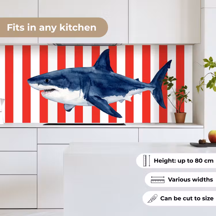Kitchen splashback - Fish - Shark - Sea - Illustration - Blue — 7