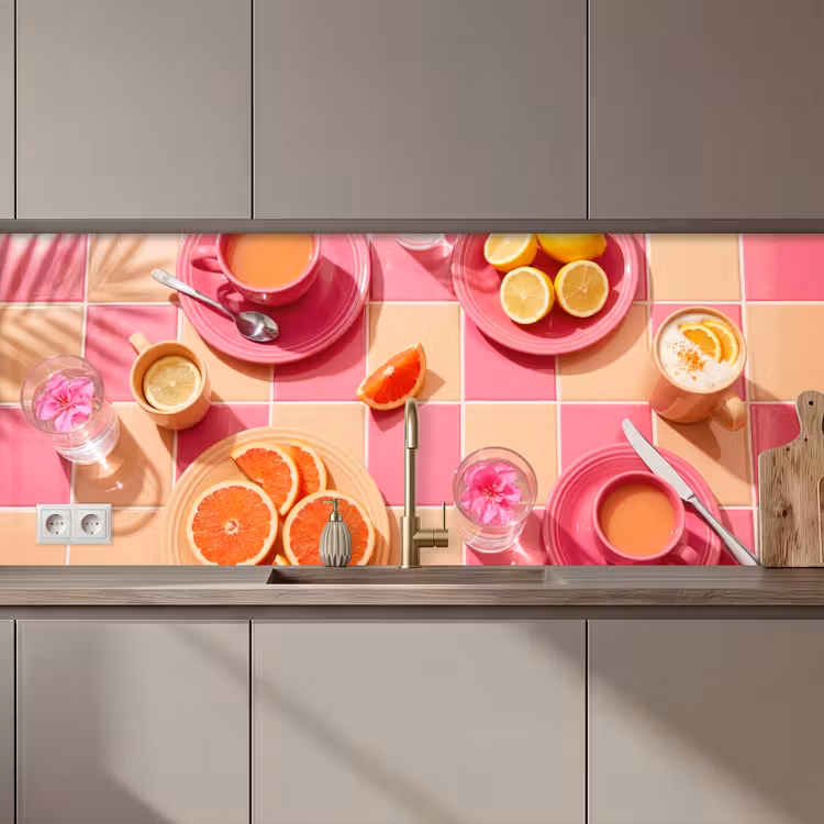 Kitchen splashback - Food - Citrus Fruits - Still Lifes - Pink - Orange — 1