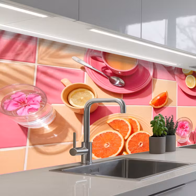 Kitchen splashback - Food - Citrus Fruits - Still Lifes - Pink - Orange — 2