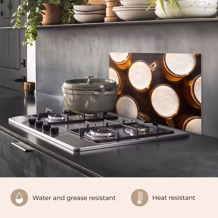 Kitchen splashback for hob - Beer - Glasses - Foam - Wood - Drink — 2