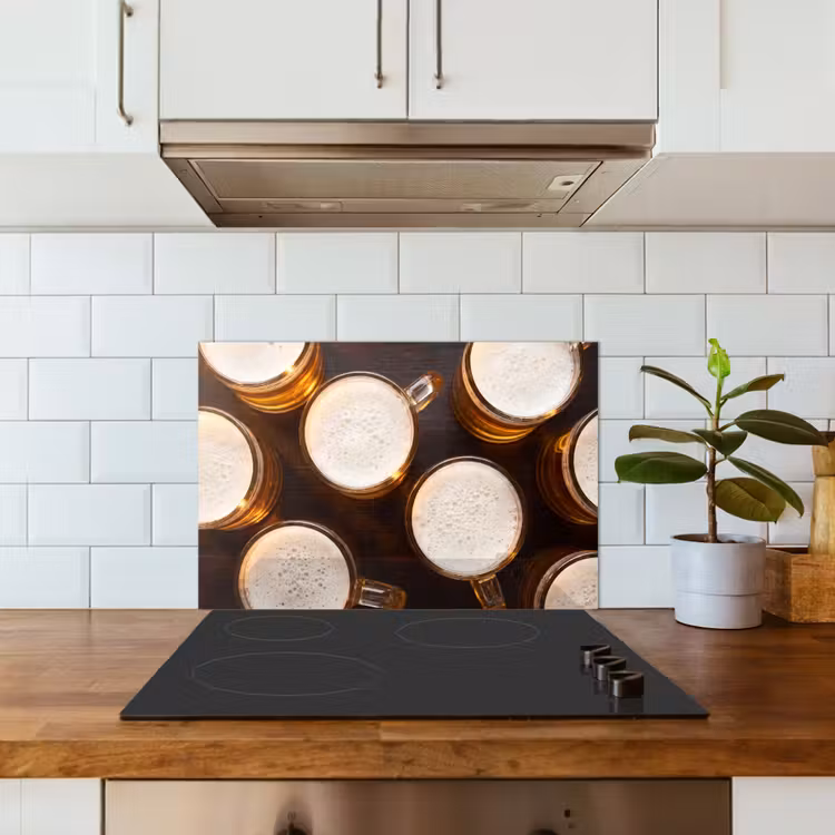 Kitchen splashback for hob - Beer - Glasses - Foam - Wood - Drink — 3