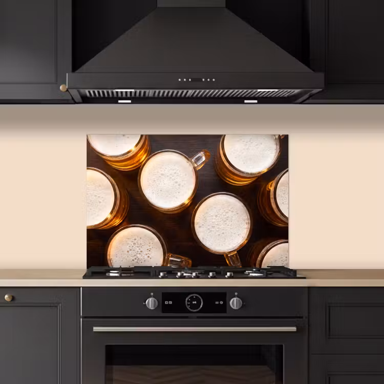 Kitchen splashback for hob - Beer - Glasses - Foam - Wood - Drink — 5