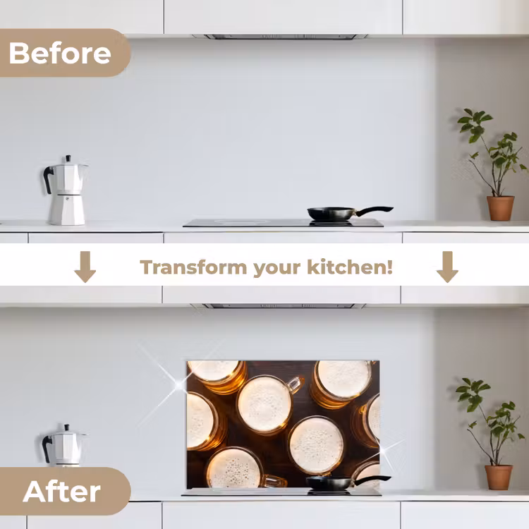 Kitchen splashback for hob - Beer - Glasses - Foam - Wood - Drink — 7