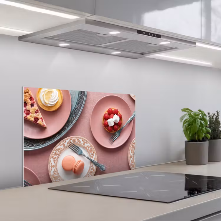 Kitchen splashback for hob - Dessert - Cake - Pastry - Sweet - Pink — 1