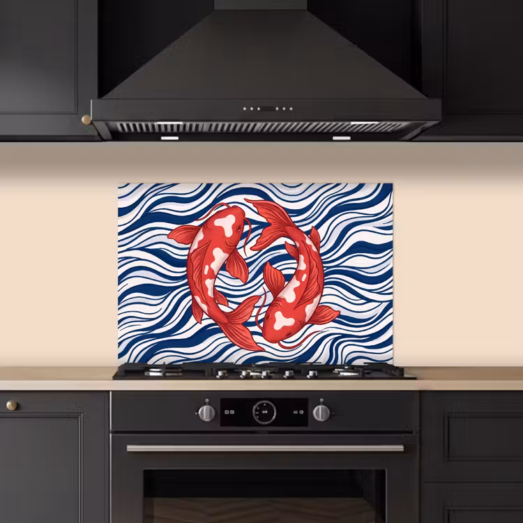 Kitchen splashback for hob - Fish - Water - Nature - Illustration - Red — 5