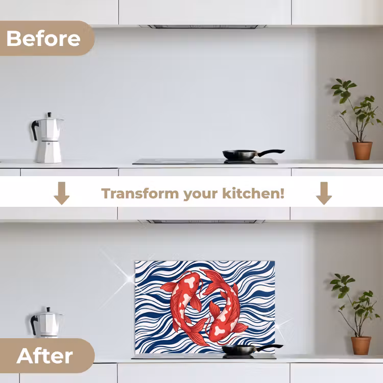Kitchen splashback for hob - Fish - Water - Nature - Illustration - Red — 7