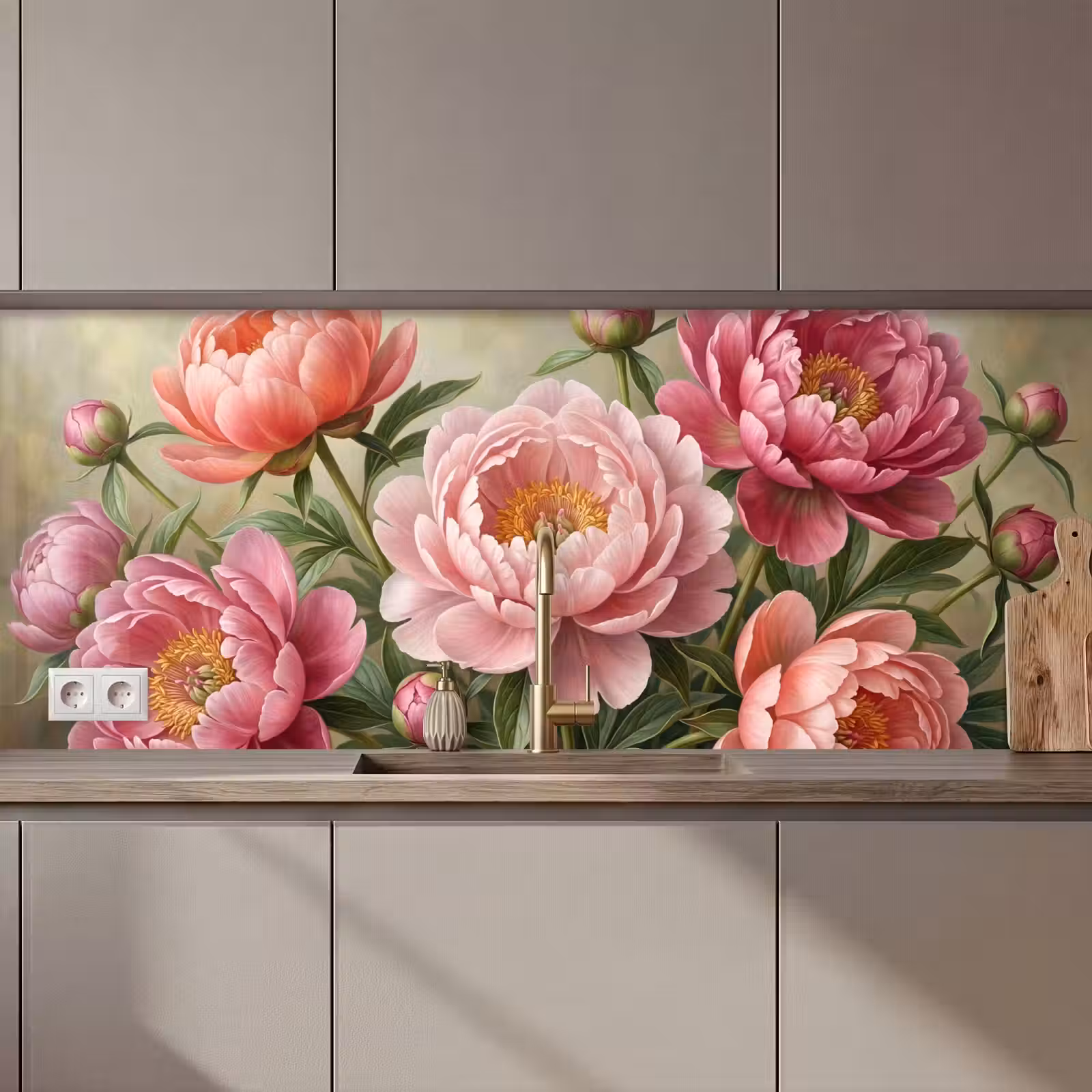 Kitchen splashback - Flowers - Pink - Classic - Detailed - Nature — 1