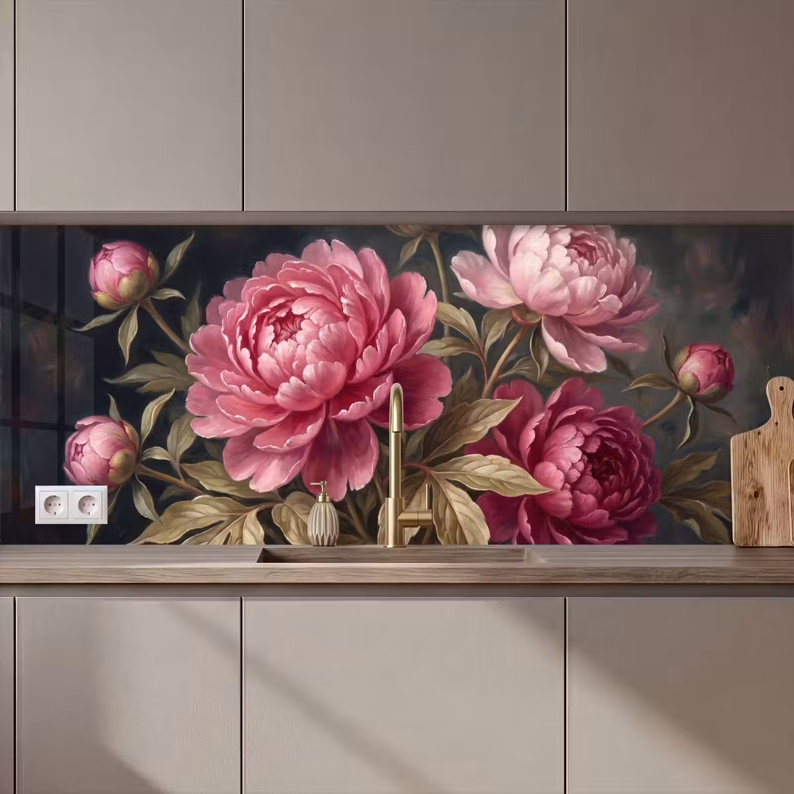 Kitchen splashback - Flowers - Pink - Classic - Nature — 1