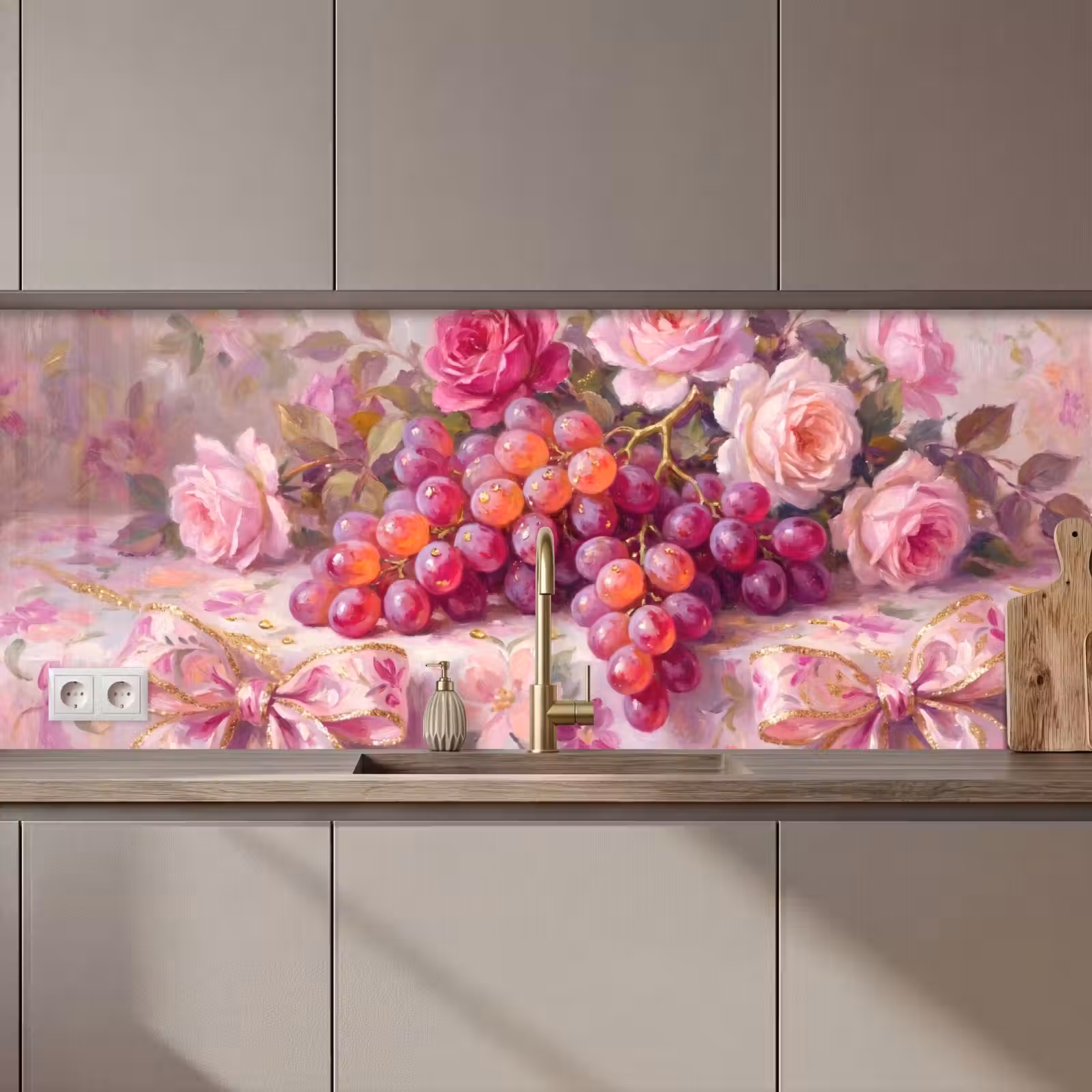 Kitchen splashback - Food - Flowers - Still Life - Pink - Gold — 1