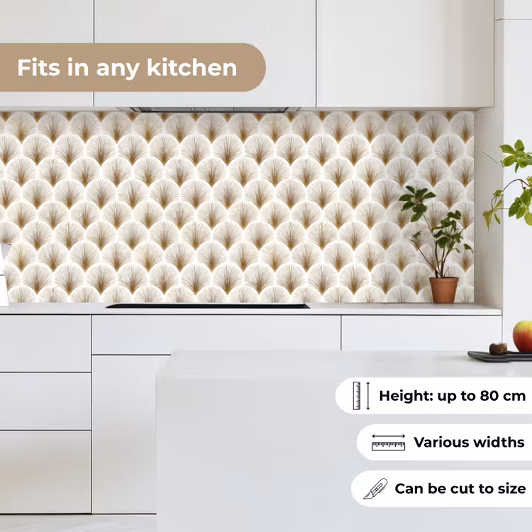 Kitchen splashback - Fans - Art Deco - Elegant - Gold - White — 7