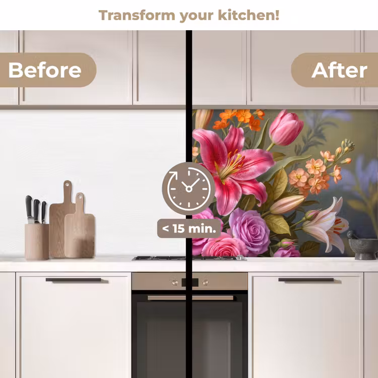 Kitchen splashback - Flowers - Bouquet - Nature - Colorful - Modern — 3