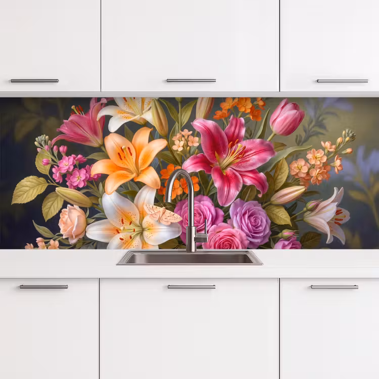 Kitchen splashback - Flowers - Bouquet - Nature - Colorful - Modern — 4