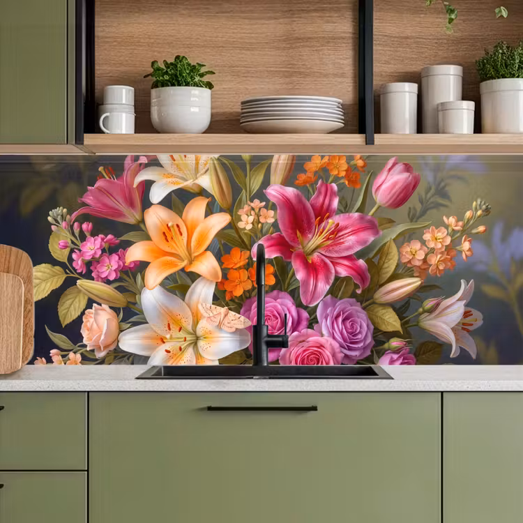 Kitchen splashback - Flowers - Bouquet - Nature - Colorful - Modern — 8
