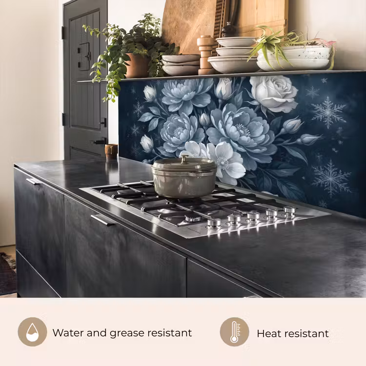 Kitchen splashback - Flowers - Bouquet - Winter - Abstract - Blue — 5