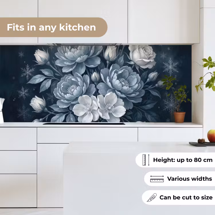Kitchen splashback - Flowers - Bouquet - Winter - Abstract - Blue — 7