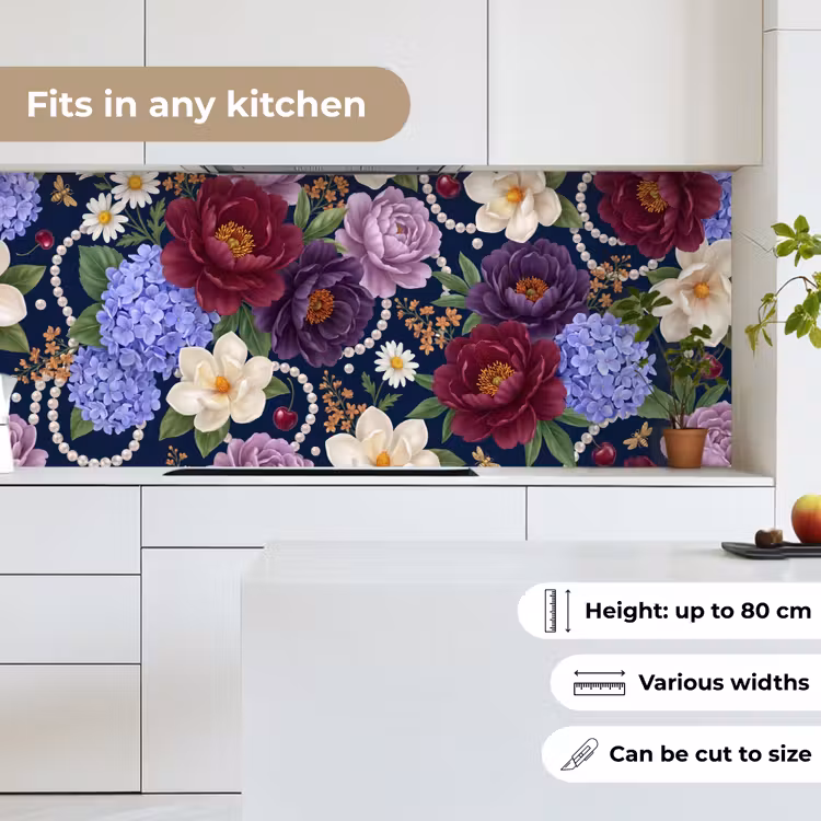 Kitchen splashback - Flowers - Pearls - Decor - Modern - Blue — 7