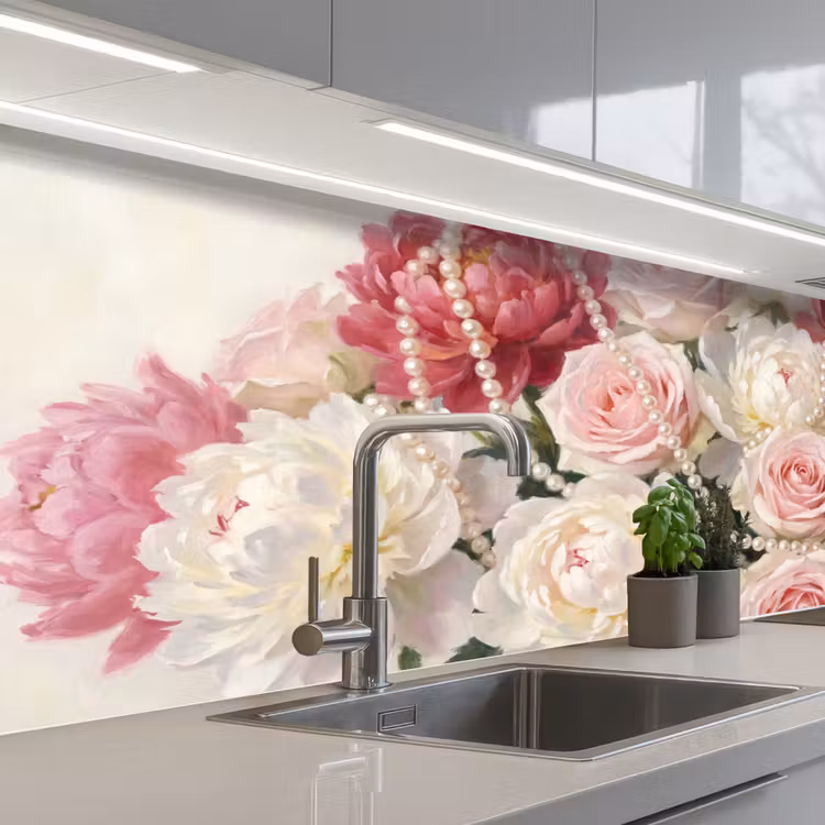Kitchen splashback - Flowers - Pearls - Romance - Classic - Pink — 2