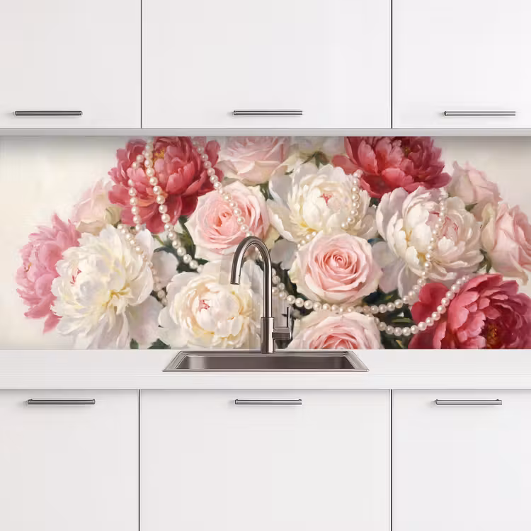 Kitchen splashback - Flowers - Pearls - Romance - Classic - Pink — 4