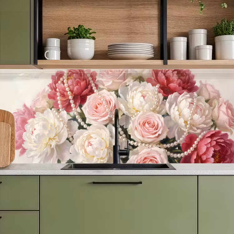 Kitchen splashback - Flowers - Pearls - Romance - Classic - Pink — 8
