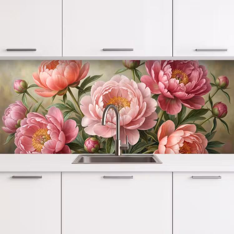 Kitchen splashback - Flowers - Pink - Classic - Detailed - Nature — 4