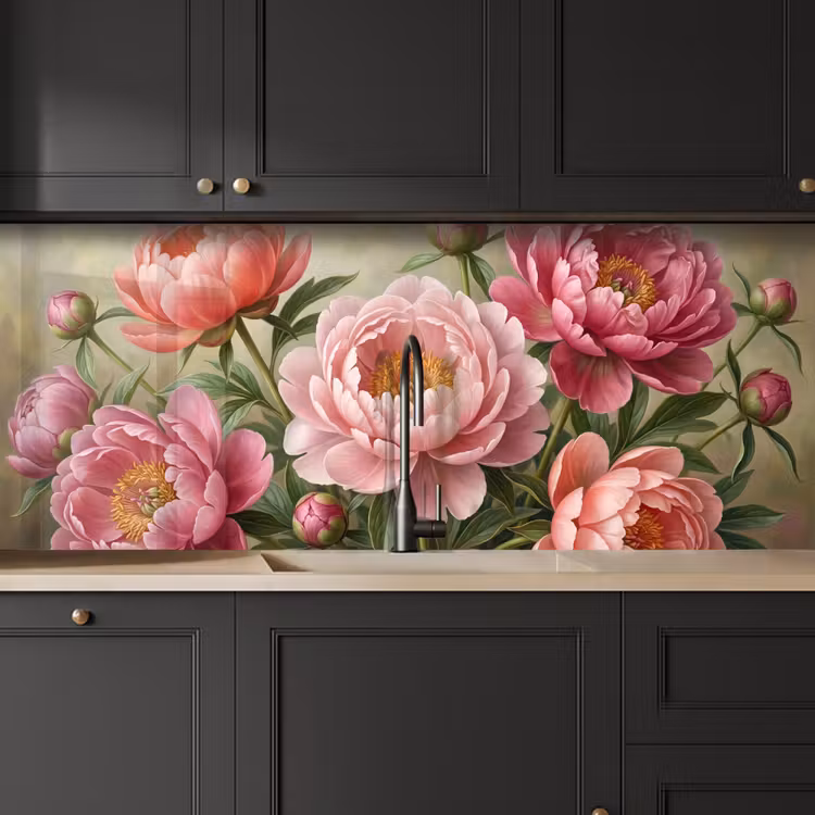 Kitchen splashback - Flowers - Pink - Classic - Detailed - Nature — 6