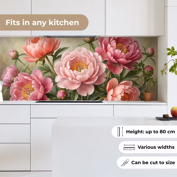 Kitchen splashback - Flowers - Pink - Classic - Detailed - Nature — 7