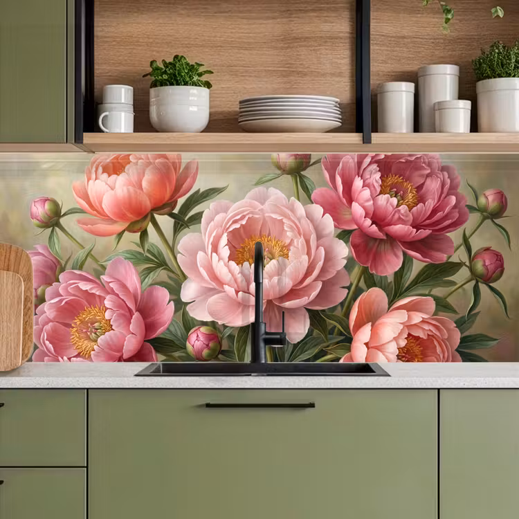 Kitchen splashback - Flowers - Pink - Classic - Detailed - Nature — 8