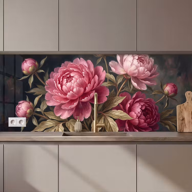 Kitchen splashback - Flowers - Pink - Classic - Nature — 1