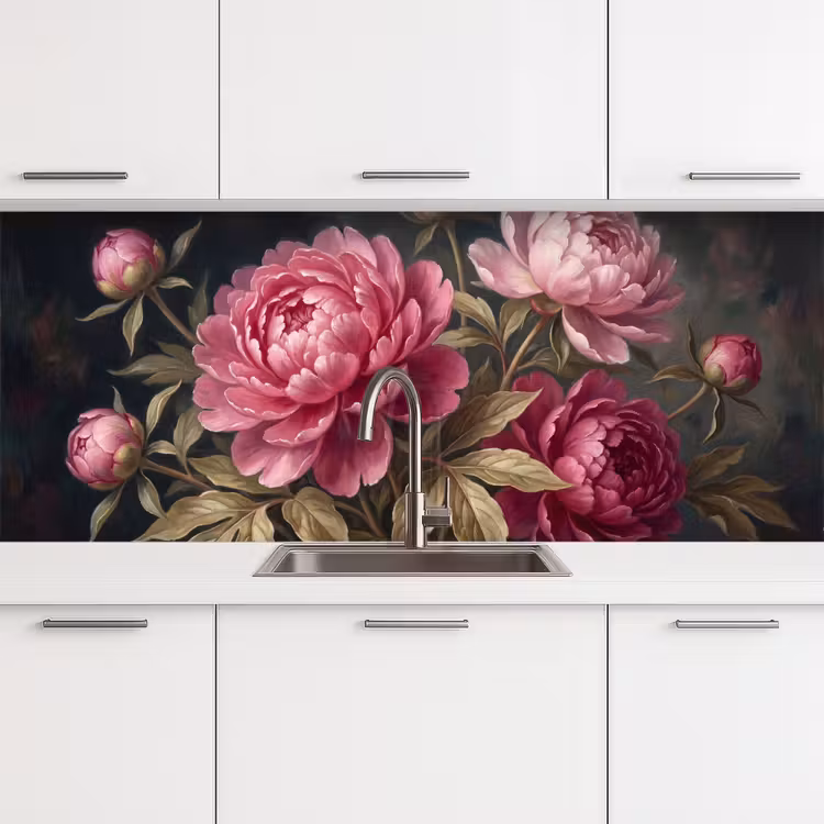 Kitchen splashback - Flowers - Pink - Classic - Nature — 4