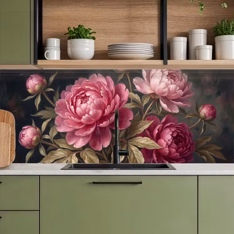 Kitchen splashback - Flowers - Pink - Classic - Nature — 8