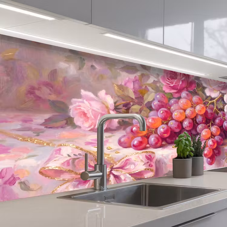 Kitchen splashback - Food - Flowers - Still Life - Pink - Gold — 2